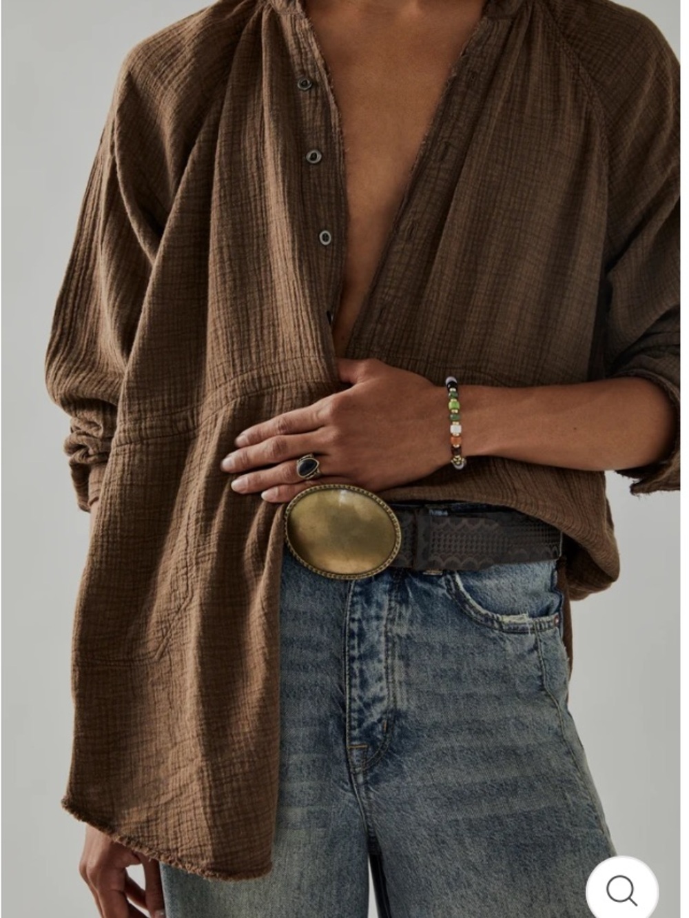 Free people we the free summer daydream shirt tunic Brown Gauze material - Picture 2 of 11